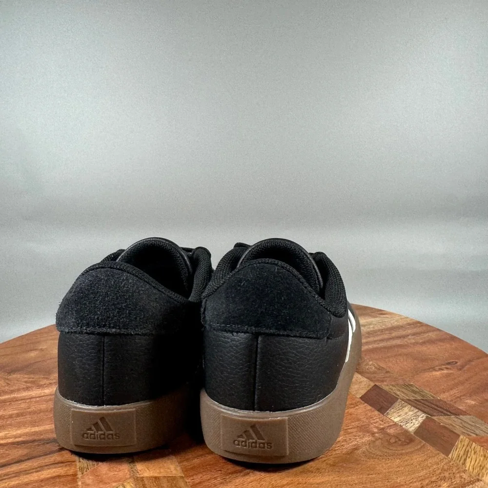 Adidas VL Court 3.0 Kids Sneakers Black White Gum Sole Size 1 US ID6301